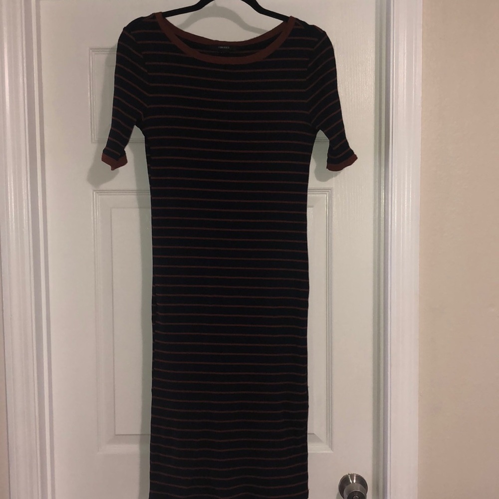 Navy blue and camel midi